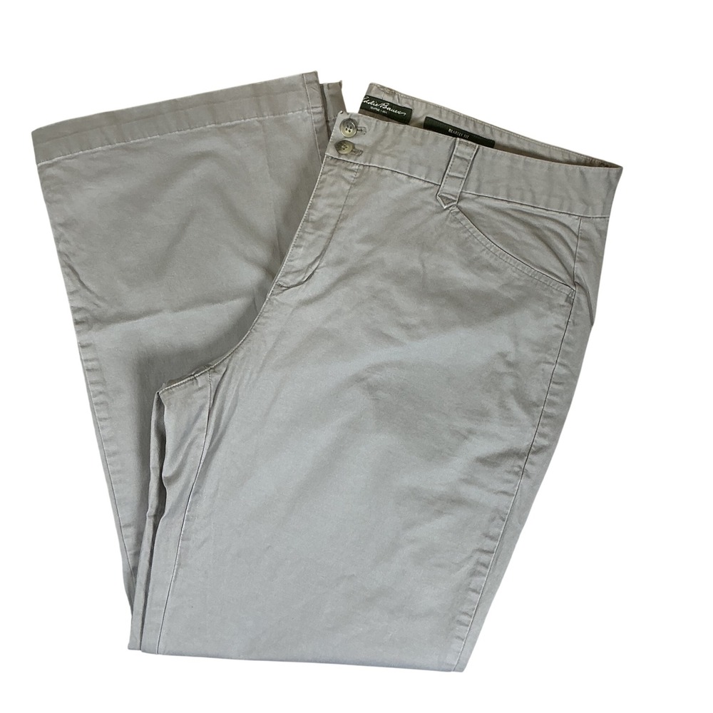 Eddie Bauer Blakely Fit Womens Khaki Chino Pants Size 18 Beige Casual